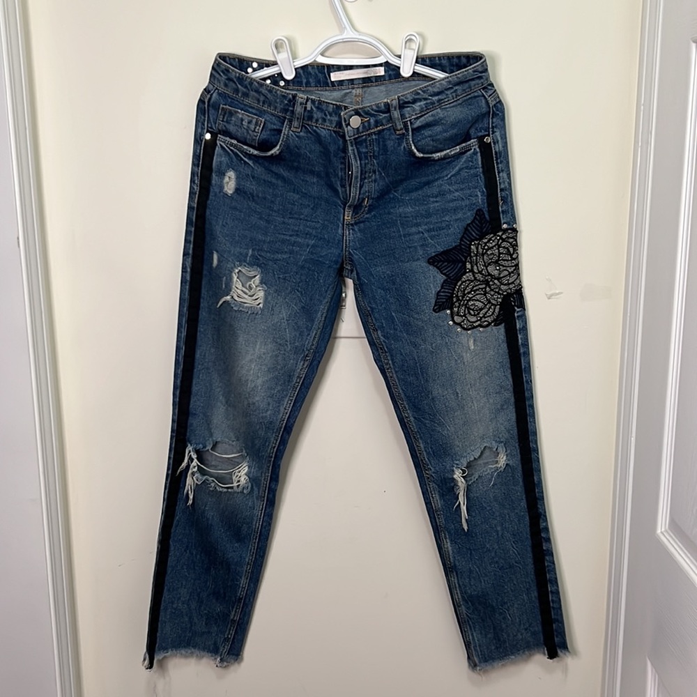 Zara  Denim-wear Distressed Straight leg Jeans Size 4